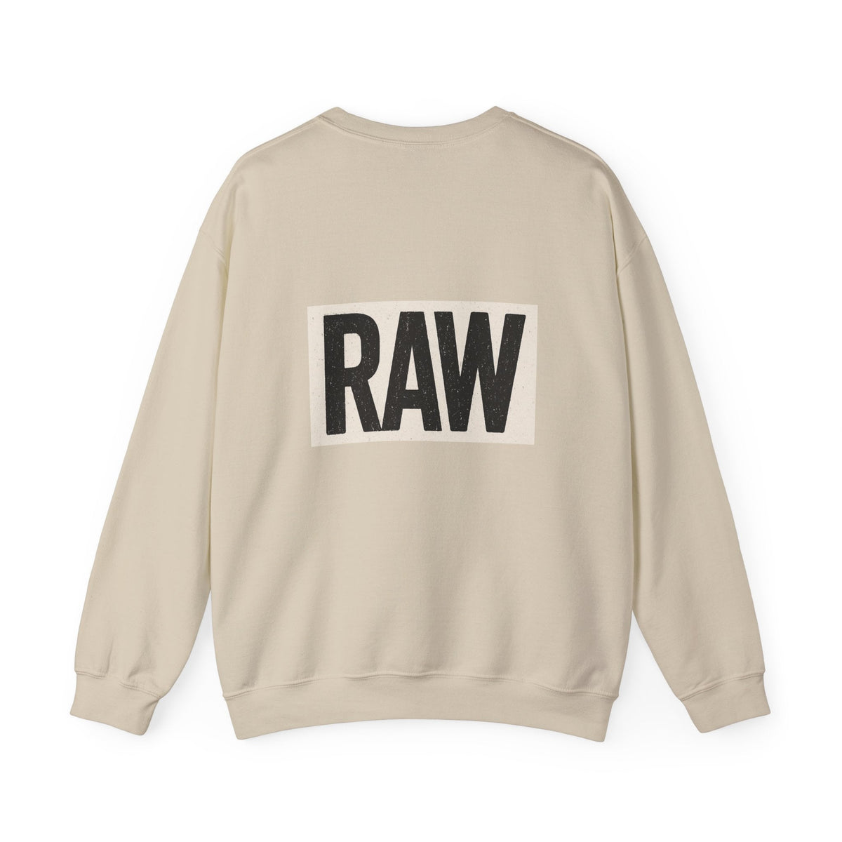 Stylish RAW Graphic Crewneck Sweatshirt, Unisex Casual Wear, Cozy Winter Layer, Trendy Streetwear, Perfect Gift for Him/Her Printify