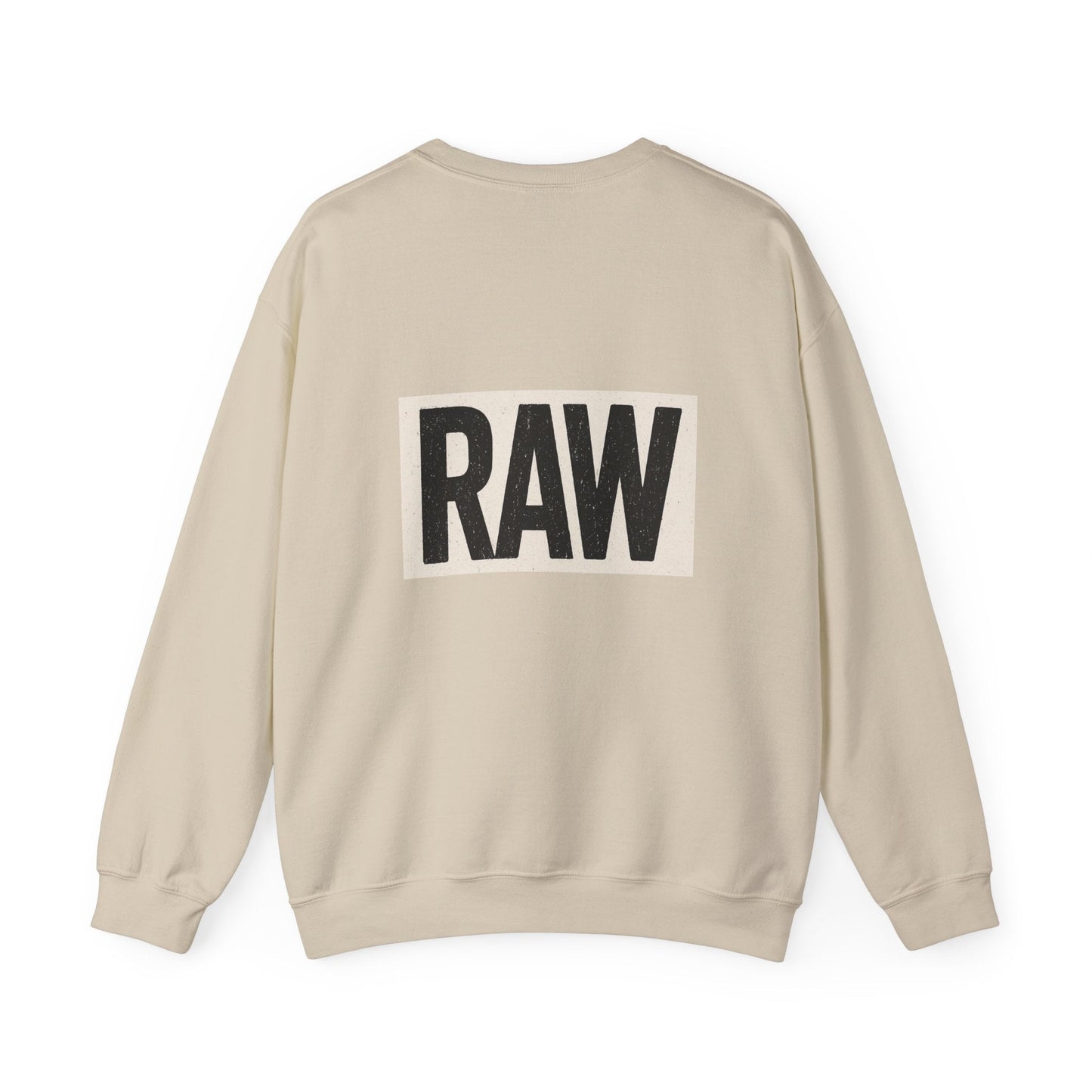 Stylish RAW Graphic Crewneck Sweatshirt, Unisex Casual Wear, Cozy Winter Layer, Trendy Streetwear, Perfect Gift for Him/Her Printify