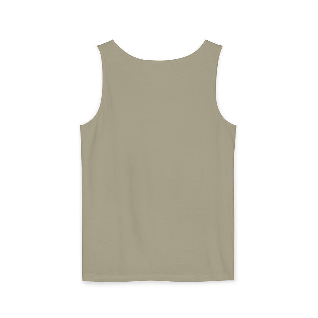 Unisex Garment-Dyed Tank Top - 'Hallo Hello Hate Less' Graphic Tee for Positive Vibes