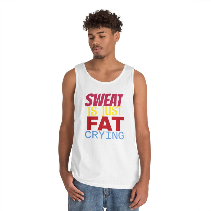 Sweat is Just Fat Crying Tank Top, Motivational Gym Shirt, Fitness Apparel, Unisex Workout Top, Summer Activewear, Gift for Fitness [...] Printify