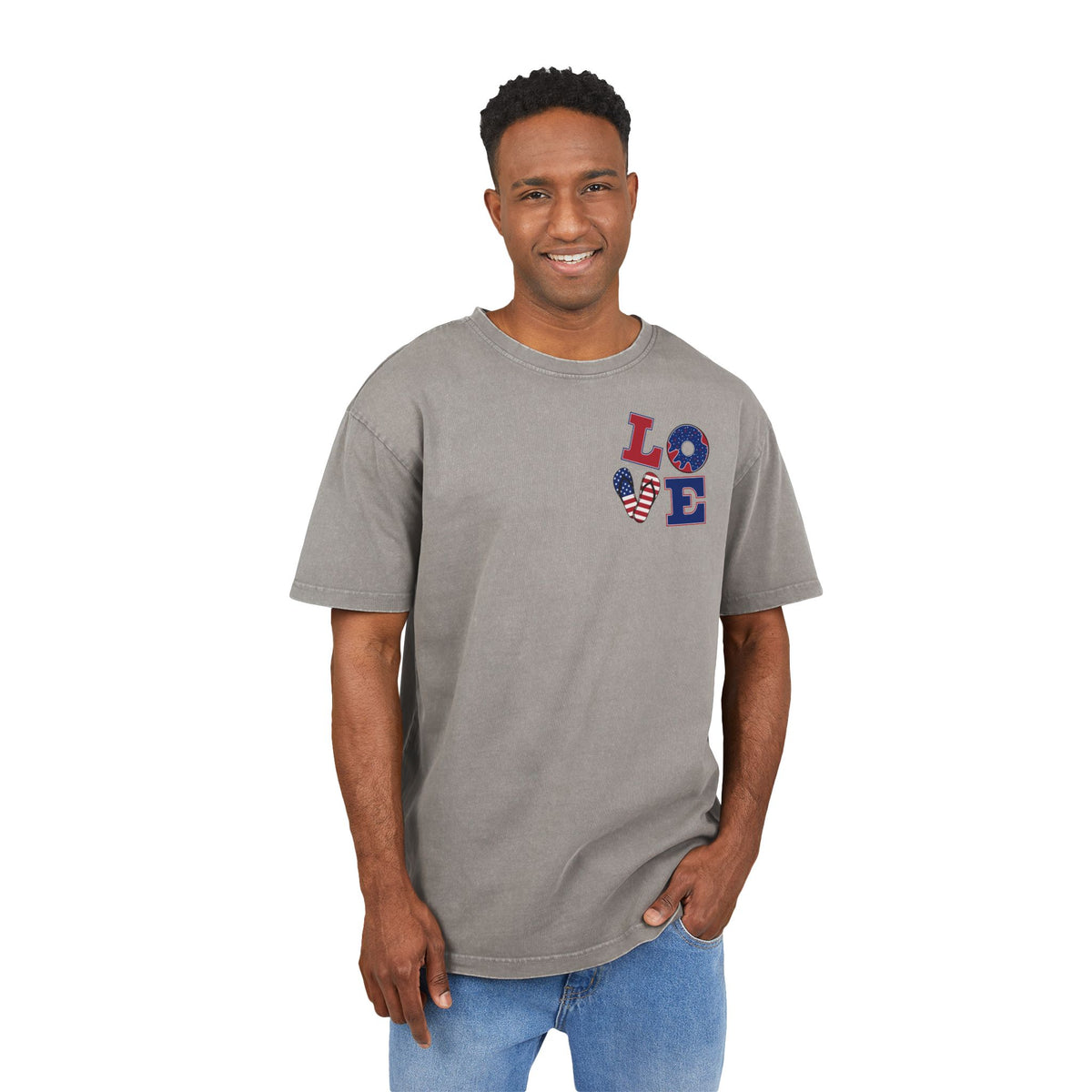 Unisex Tee - Love Acid Washed Heavy Oversize T-Shirt for Casual Comfort