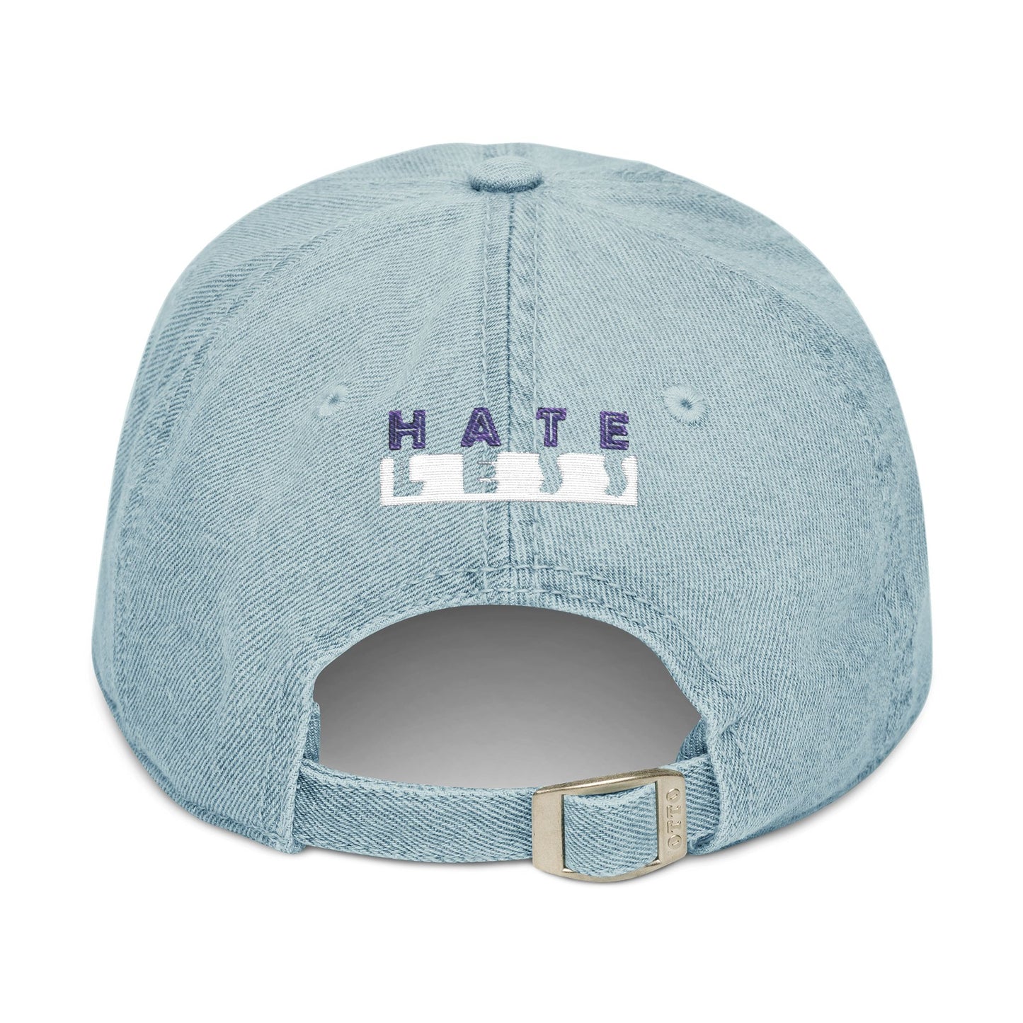 Embroidered Denim Hat - 'HATE LESS' Cap for Positive Vibes