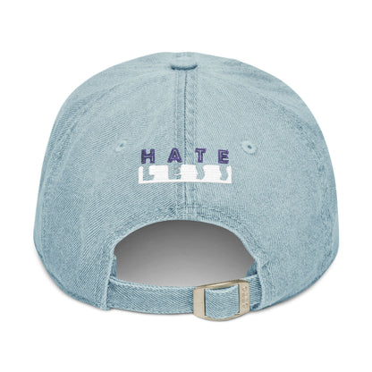 Embroidered Denim Hat - 'HATE LESS' Cap for Positive Vibes