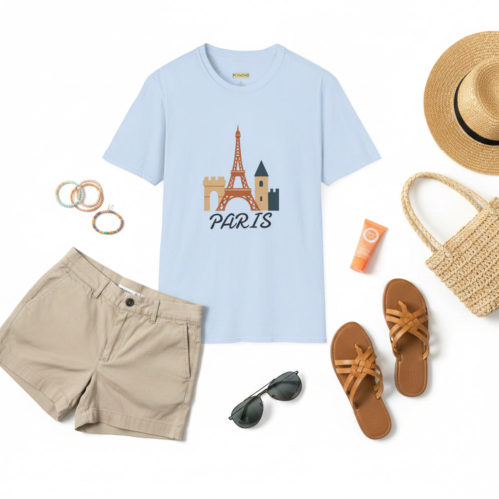 Paris Eiffel Tower Unisex T-Shirt, Travel Shirt, Vacation Tee, Parisian Style Apparel, Souvenir Clothing Printify