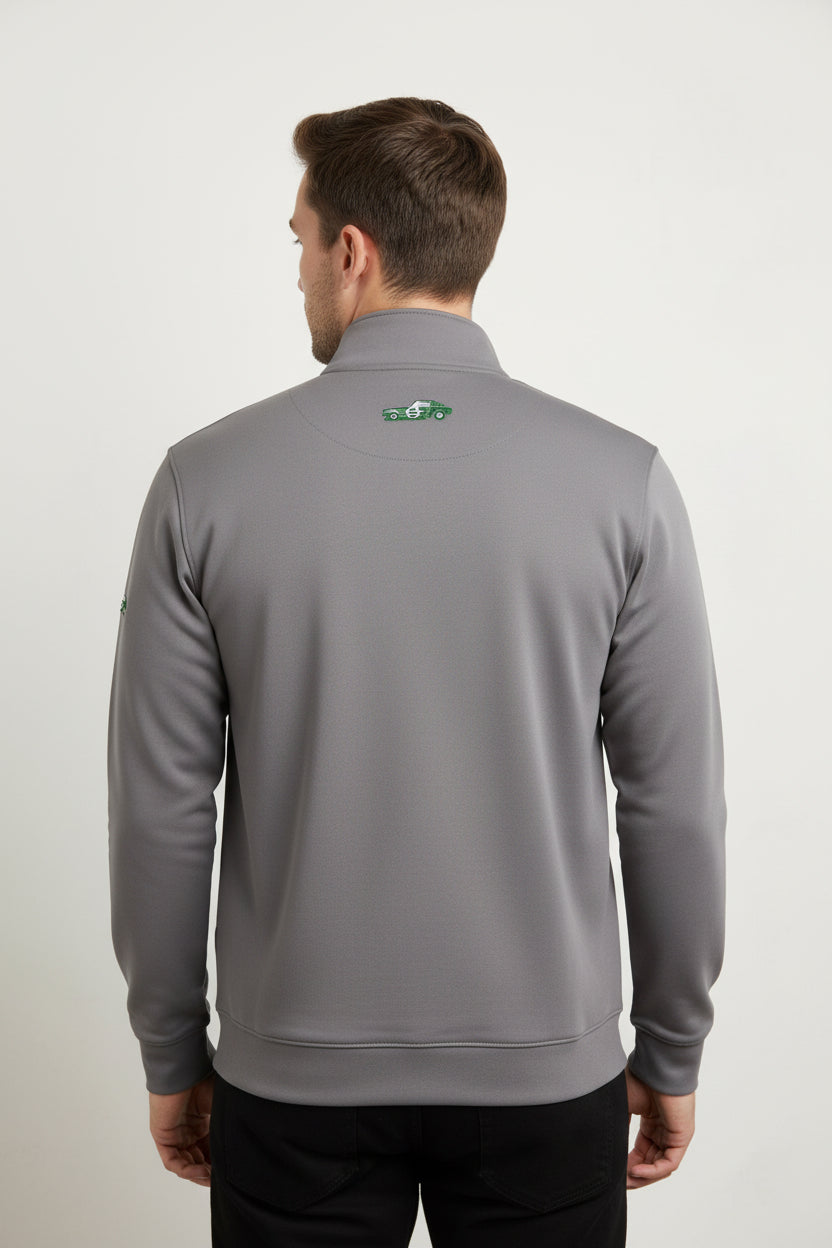 Faded Half-Zip Sweatshirt with Subtle Green Logo