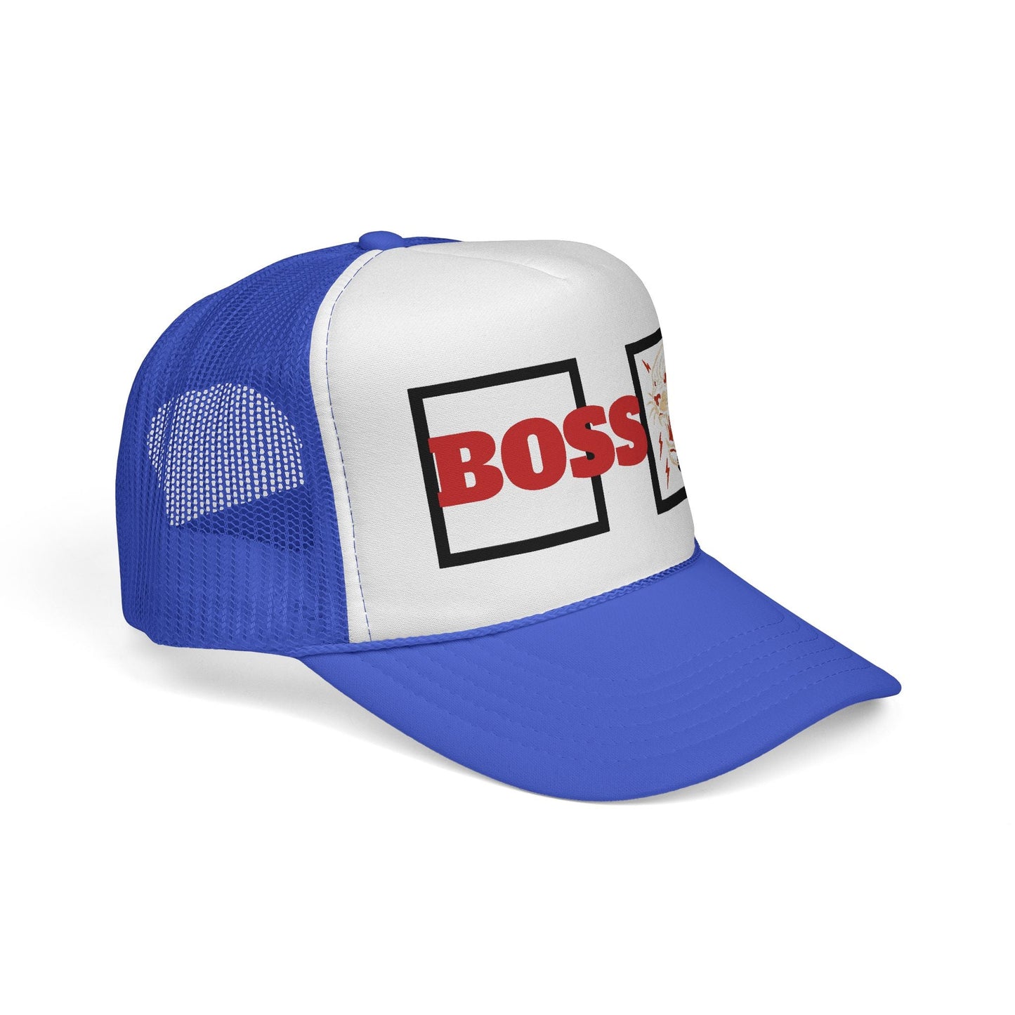 Bold Boss Trucker Cap - Eye-Catching Statement Hat for Leaders, Cool Gifts for Him & Her, Fun Outdoor Style, 'Boss' Design Printify