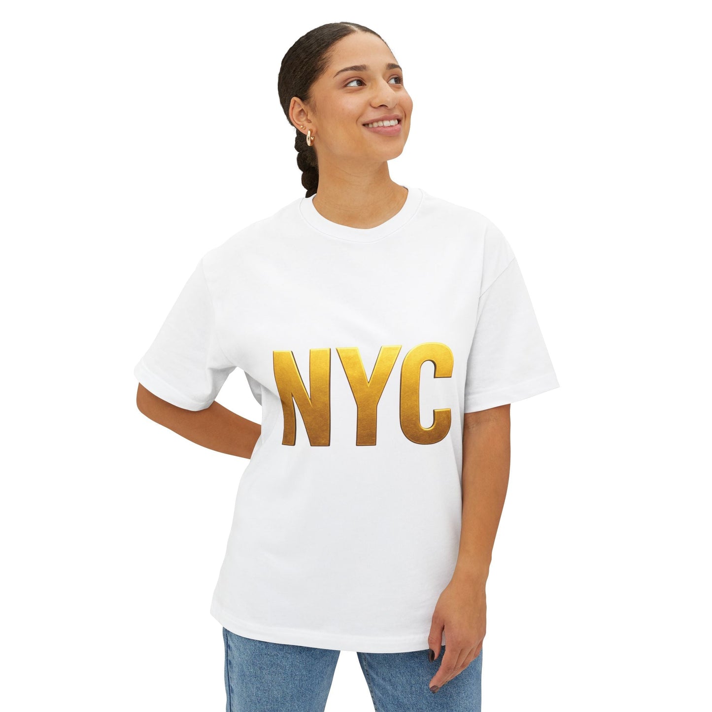 NYC Gold Foil Unisex Oversized Tee Printify