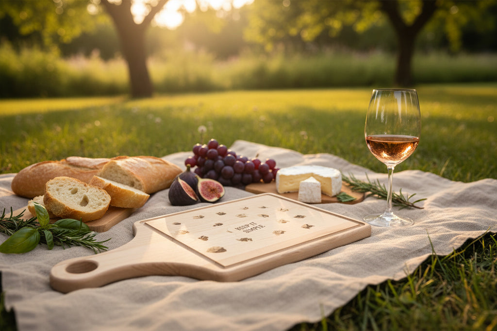 Engraved Wooden Cutting Board — "Keep It Simple" Rustic Cheese & Serving Board