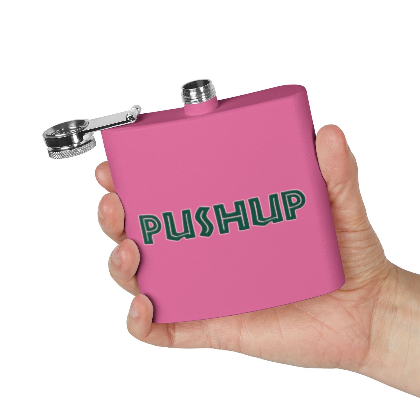 Personalized 6oz Stainless Steel Flask - Pushup Design
