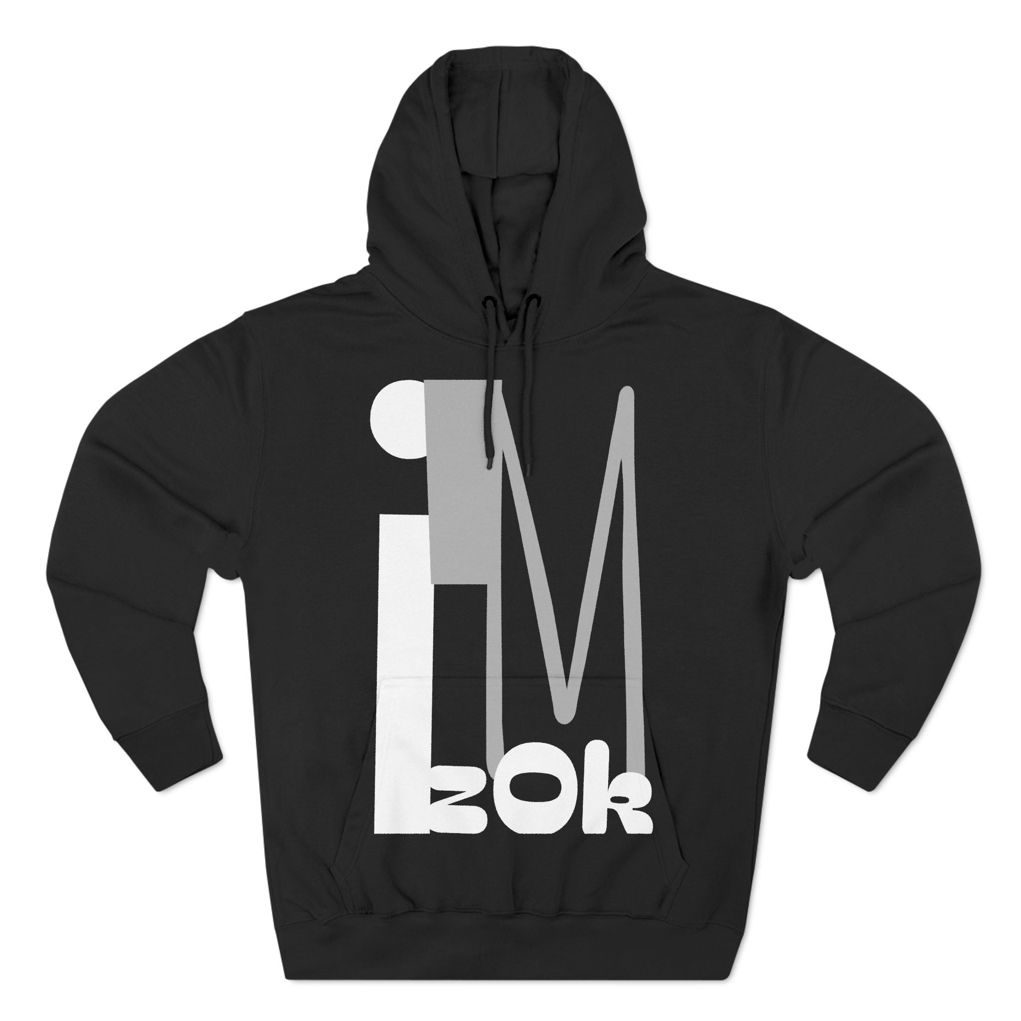 Hoodie with 'I'M zOk' Design - Three-Panel Fleece