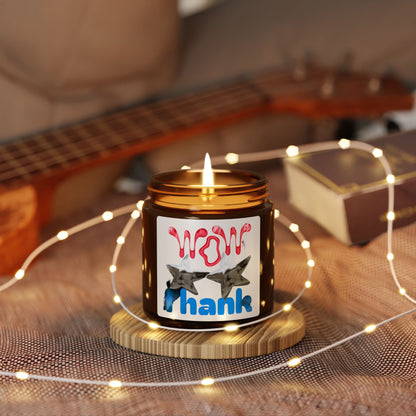 WoW Thank Soy Candle (Multi-Size, Amber Jar) Christmas Decor
