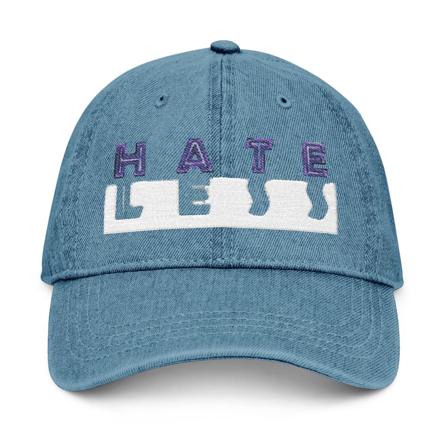 Embroidered Denim Hat - 'HATE LESS' Cap for Positive Vibes