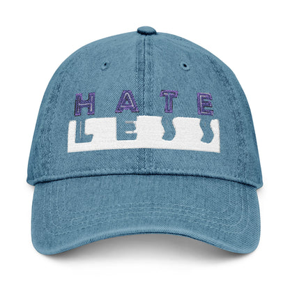 Embroidered Denim Hat - 'HATE LESS' Cap for Positive Vibes