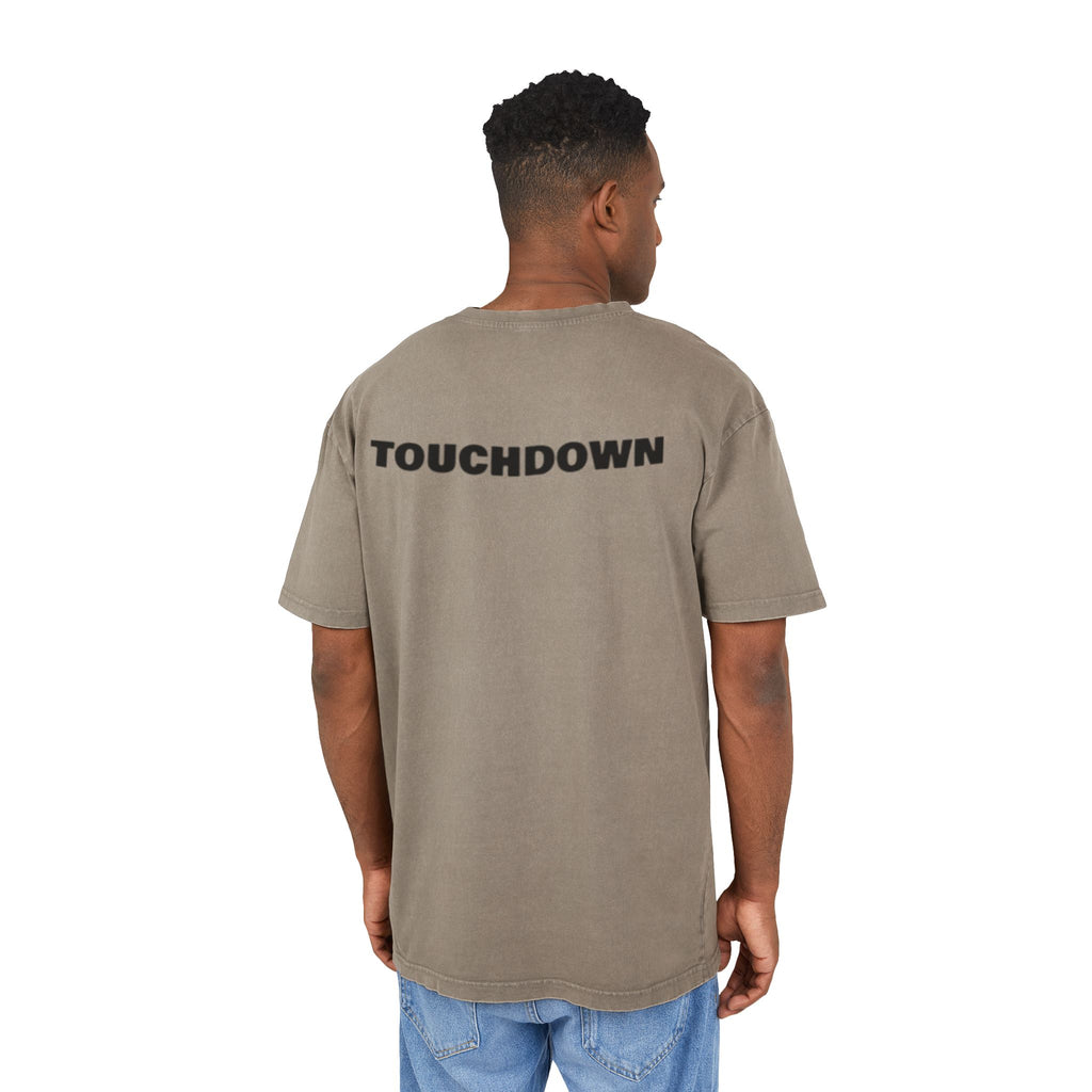 Men's Acid Washed Oversized Tee, Touchdown Graphic Shirt, Casual Style Tee, Gifts for Football Fans, Streetwear Essential