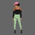 Green Striped Christmas Tree Leggings — Holiday Women’s All-Over Print Printify