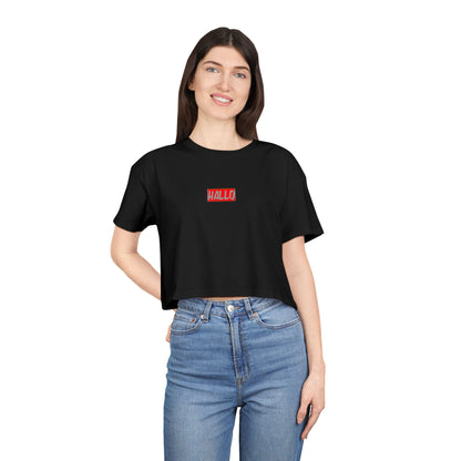 Women's Crop Tee - 'HALLO' Graphic Tee for Casual Style