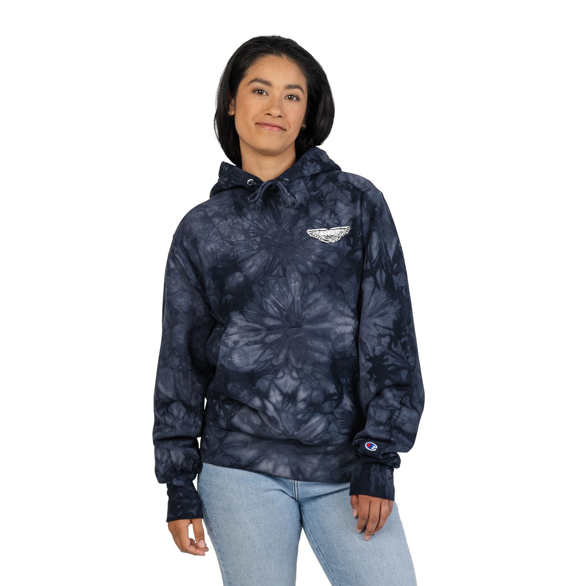 Unisex Tie-Dye Hoodie with Unique Embroidery, Casual Cozy Sweatshirt for Fall Fashion, Perfect for Gifts, Festivals, Weekend Wear Printify