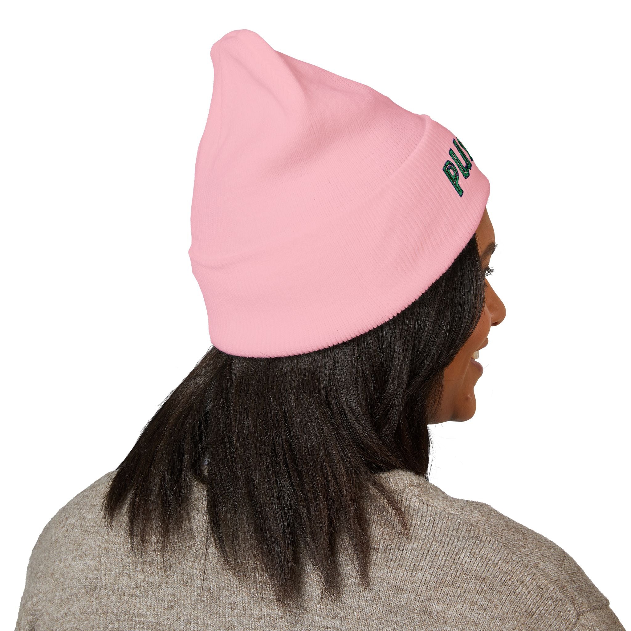 Embroidered Pushup Cuffed Beanie - Stylish Winter Accessory