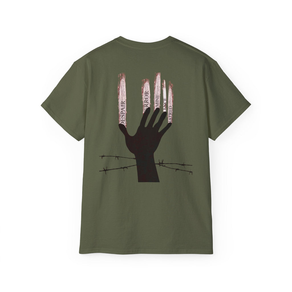 Bold Graphic Tee, Hand and Barbed Wire Design, Unisex Casual Shirt, Unique Art Apparel, Gift for Art Lovers Printify
