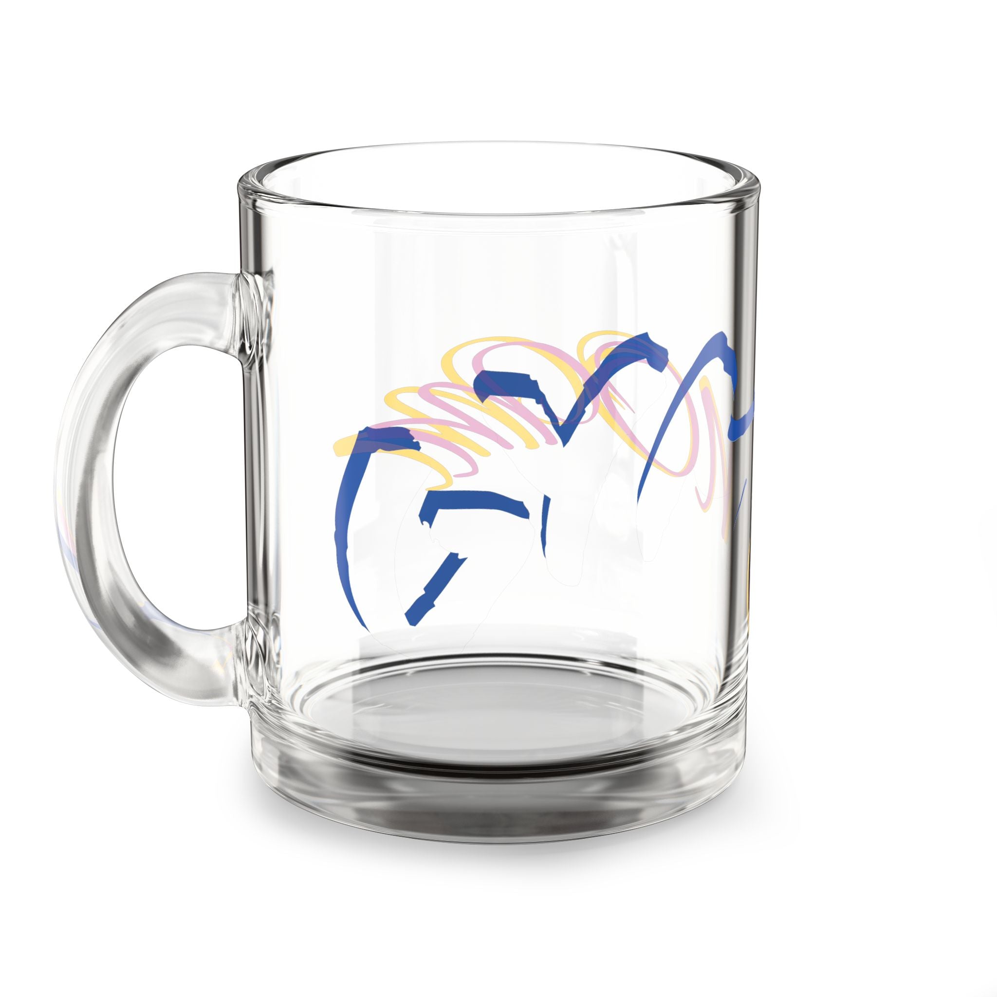 Artistic 10oz Glass Mug - Colorful Abstract Design for Everyday Use