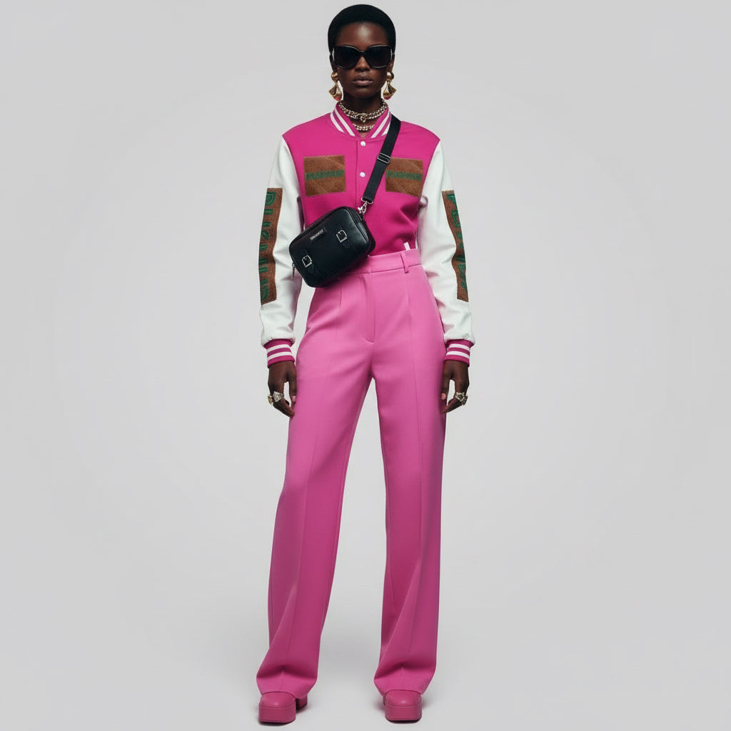 Unisex Heavyweight Letterman Jacket - Bold PUSHUP Design for Sporty Style Printify