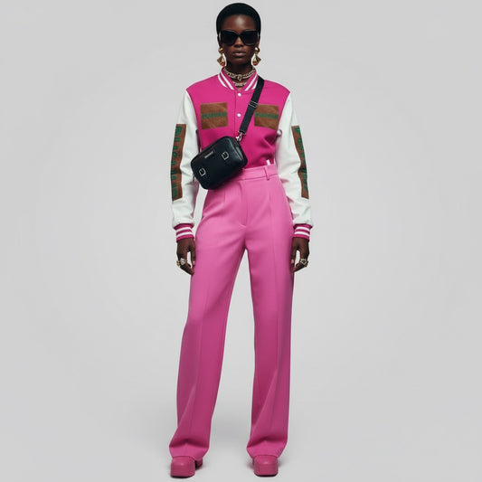 Unisex Heavyweight Letterman Jacket - Bold PUSHUP Design for Sporty Style Printify