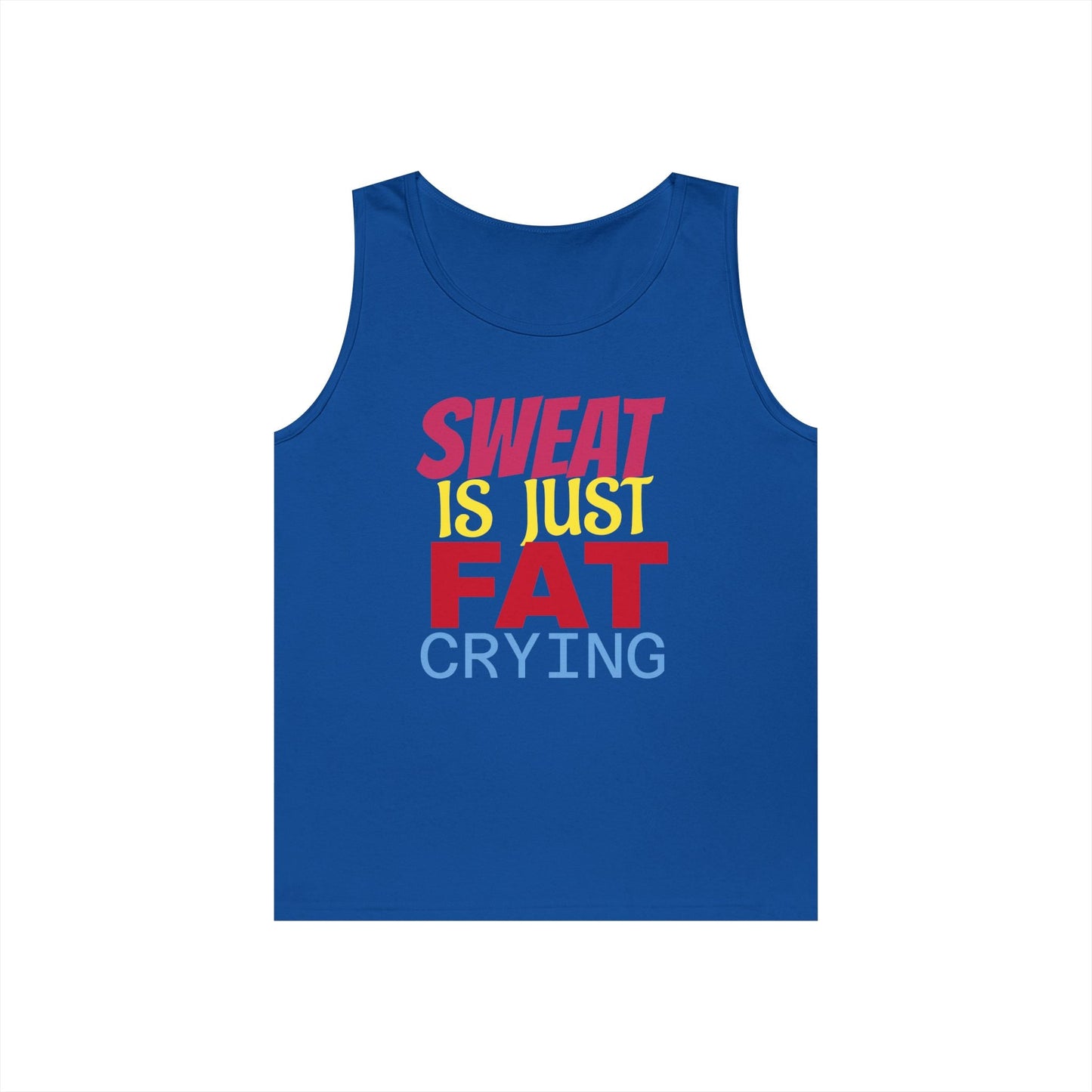 Sweat is Just Fat Crying Tank Top, Motivational Gym Shirt, Fitness Apparel, Unisex Workout Top, Summer Activewear, Gift for Fitness [...] Printify