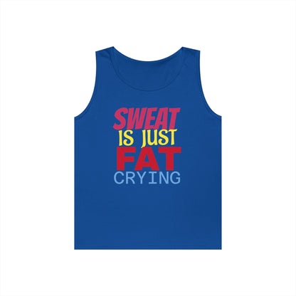 Sweat is Just Fat Crying Tank Top, Motivational Gym Shirt, Fitness Apparel, Unisex Workout Top, Summer Activewear, Gift for Fitness [...] Printify