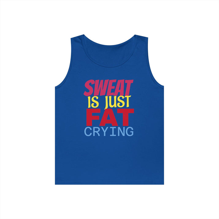 Sweat is Just Fat Crying Tank Top, Motivational Gym Shirt, Fitness Apparel, Unisex Workout Top, Summer Activewear, Gift for Fitness [...] Printify