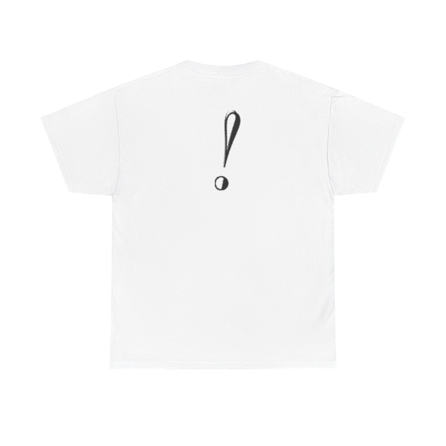 Unisex Heavy Cotton Tee with Bold Exclamation Mark Design - Casual Statement Shirt