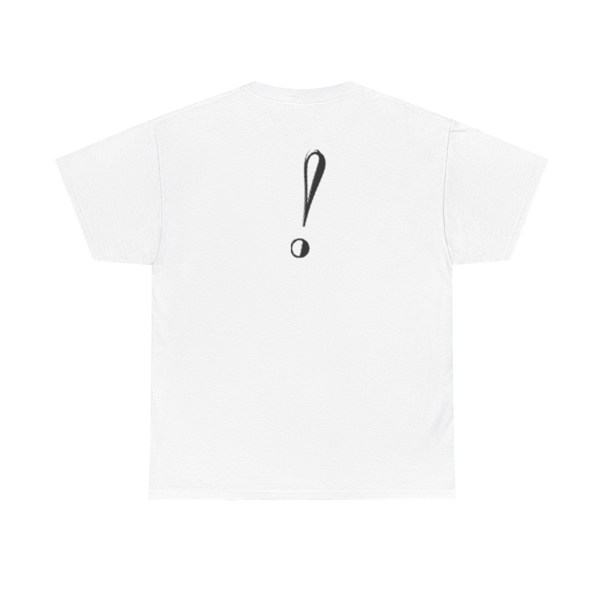 Unisex Heavy Cotton Tee with Bold Exclamation Mark Design - Casual Statement Shirt
