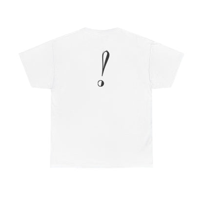 Unisex Heavy Cotton Tee with Bold Exclamation Mark Design - Casual Statement Shirt