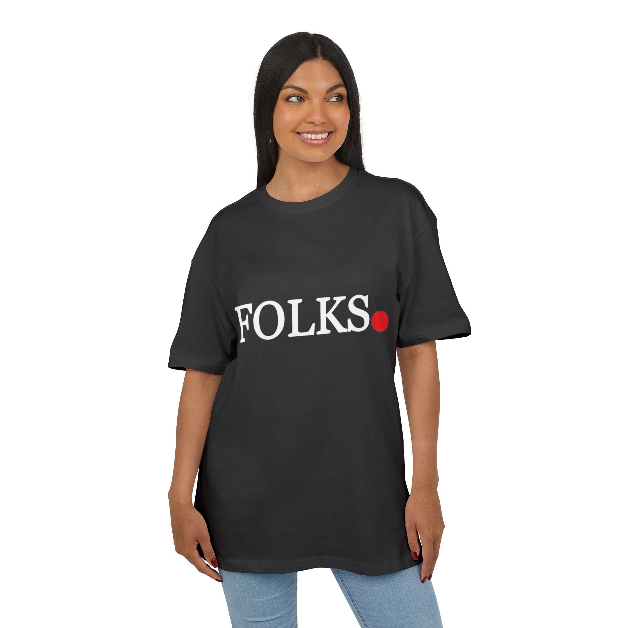 Oversized Tee with Bold Red Dot, Everyday Tee Printify