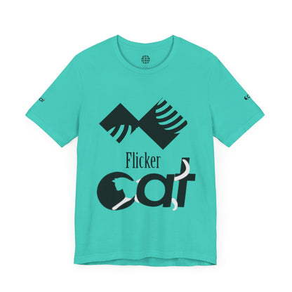 Flicker Cat Graphic Tee - Unisex Jersey Short Sleeve T-Shirt for Cat Lovers
