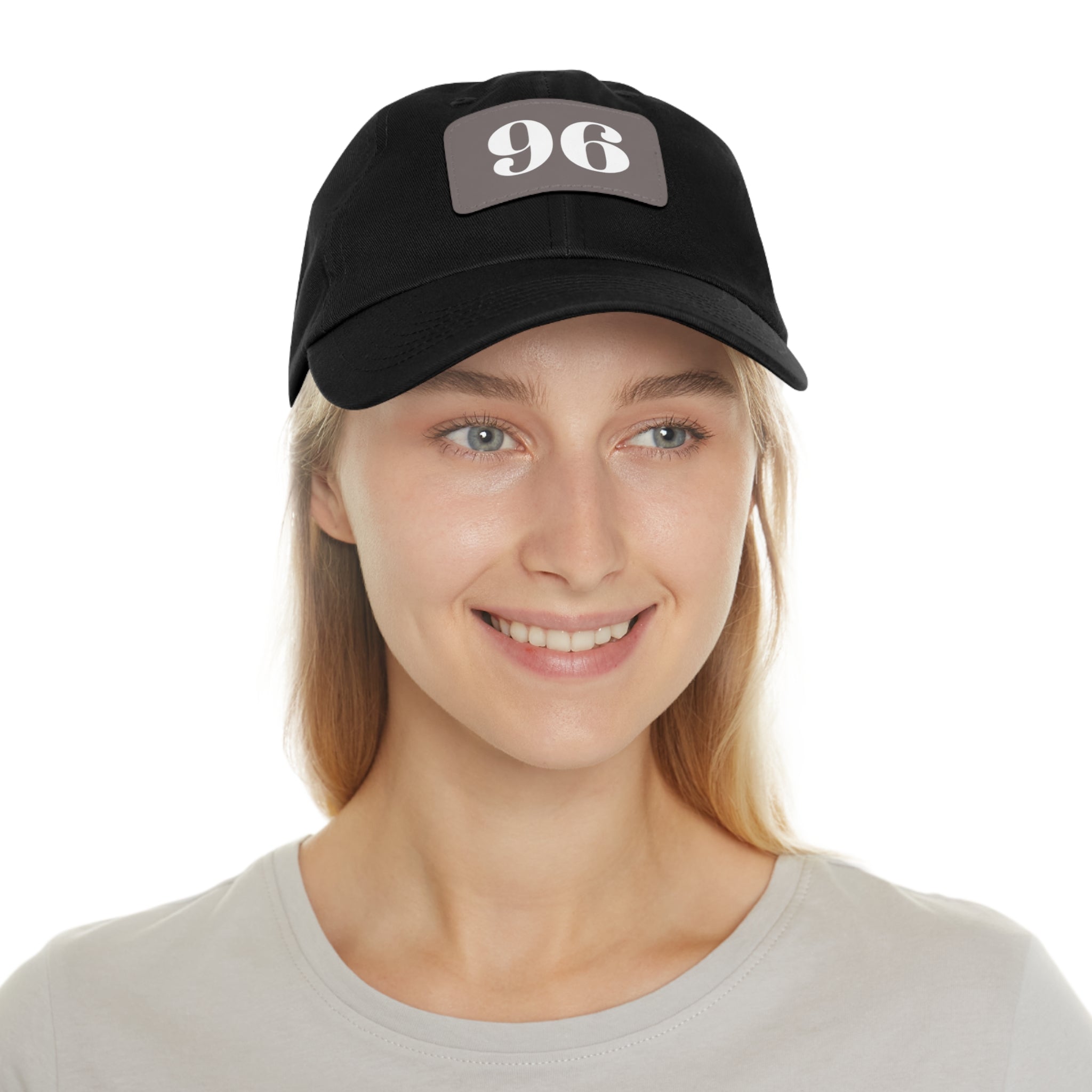 Dad Hat 96 Baseball Leather Patch Rectangle Design