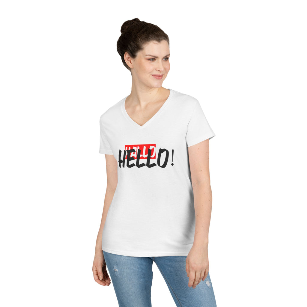 Chic Hello V-Neck T-Shirt for Women