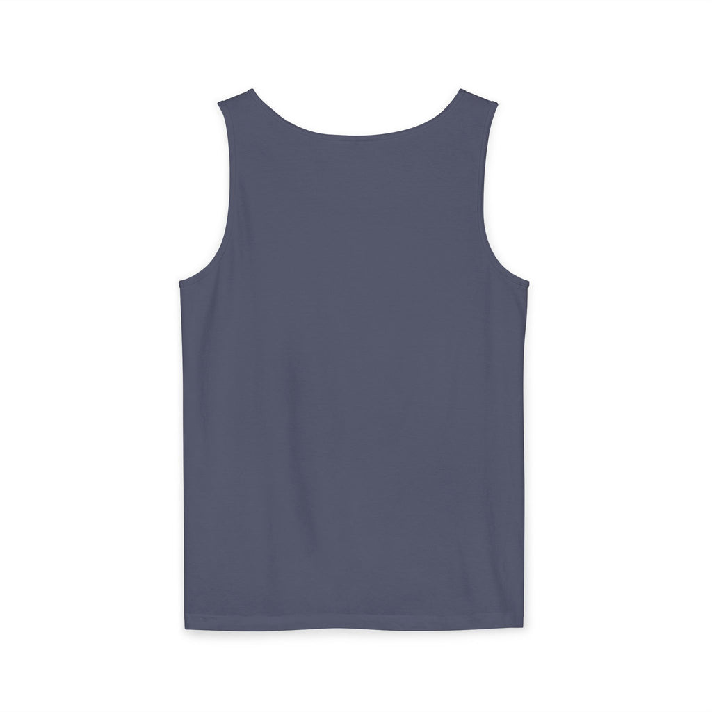 Unisex Garment-Dyed Tank Top - 'Hallo Hello Hate Less' Graphic Tee for Positive Vibes
