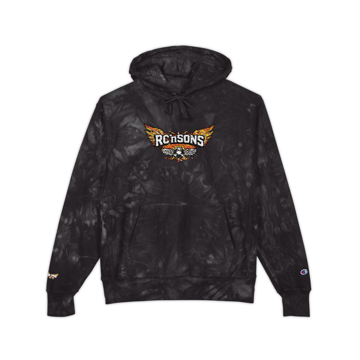 Tie-Dye Embroidered Hoodie — Roosters Wing Logo
