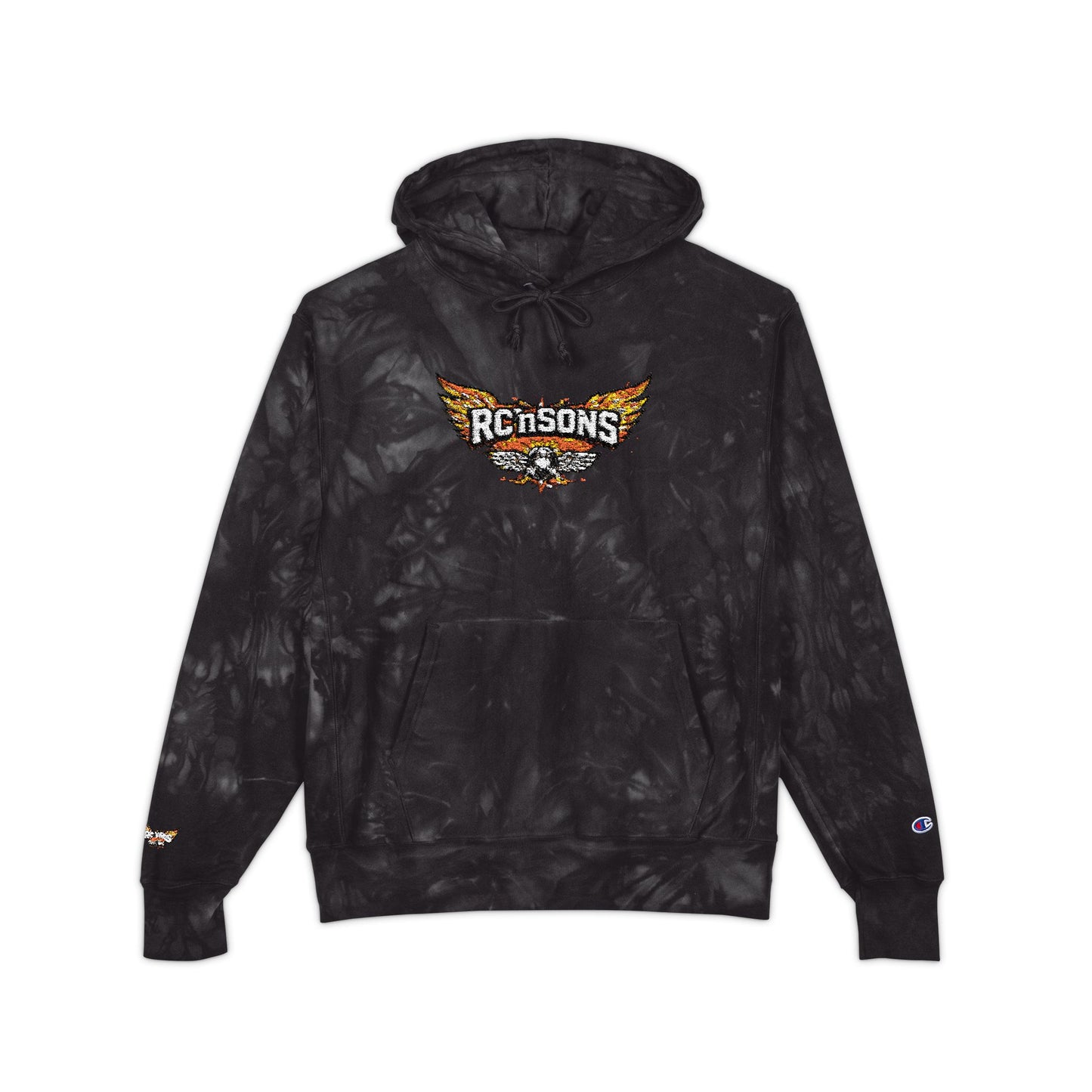 Tie-Dye Embroidered Hoodie — Roosters Wing Logo