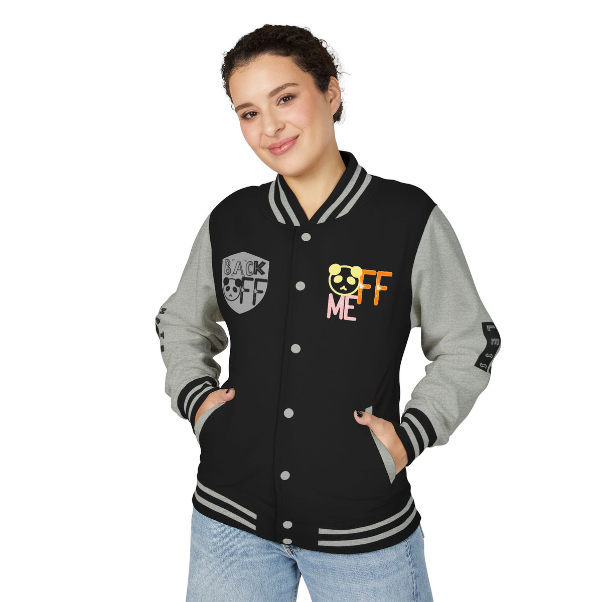 Unisex Heavyweight Letterman Jacket - Fun Panda Graphic Design