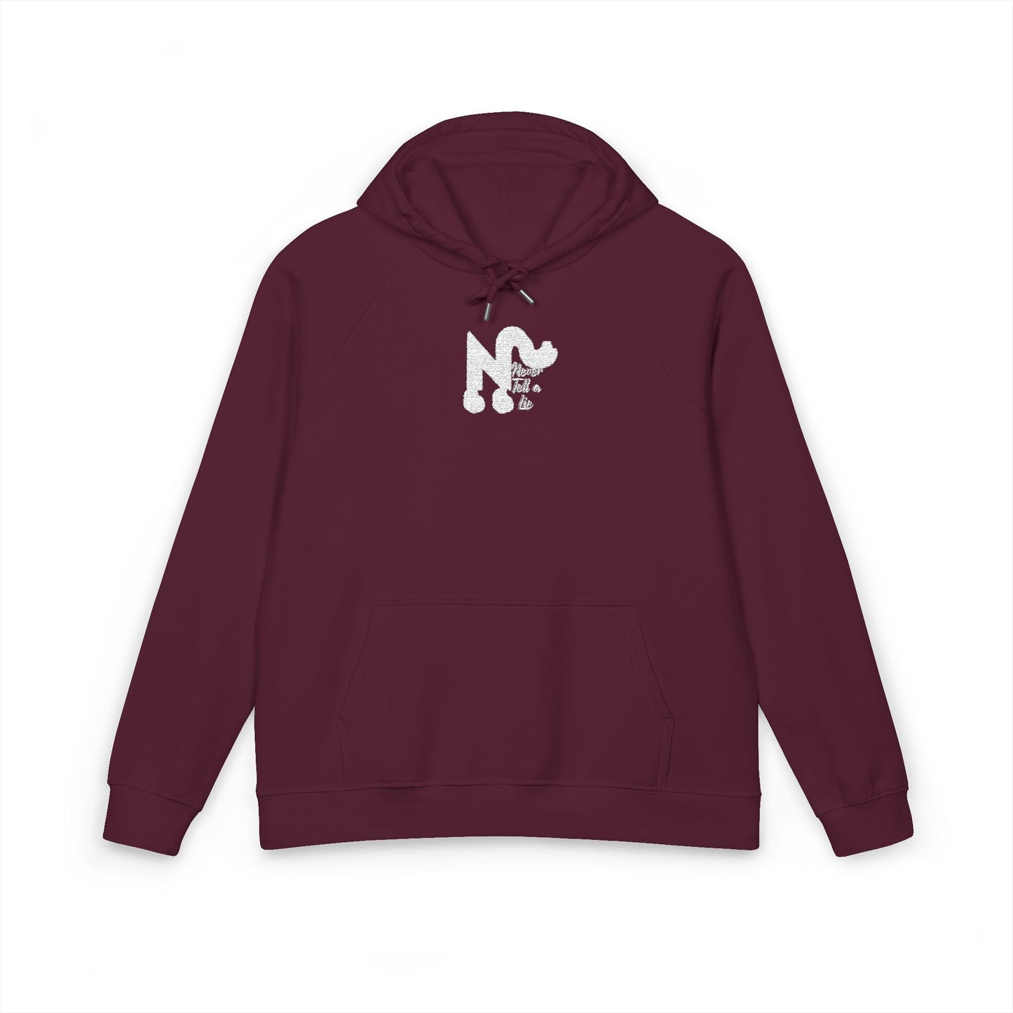 Raglan Hoodie - 'Never tell a lie' Embroidered Design Printify