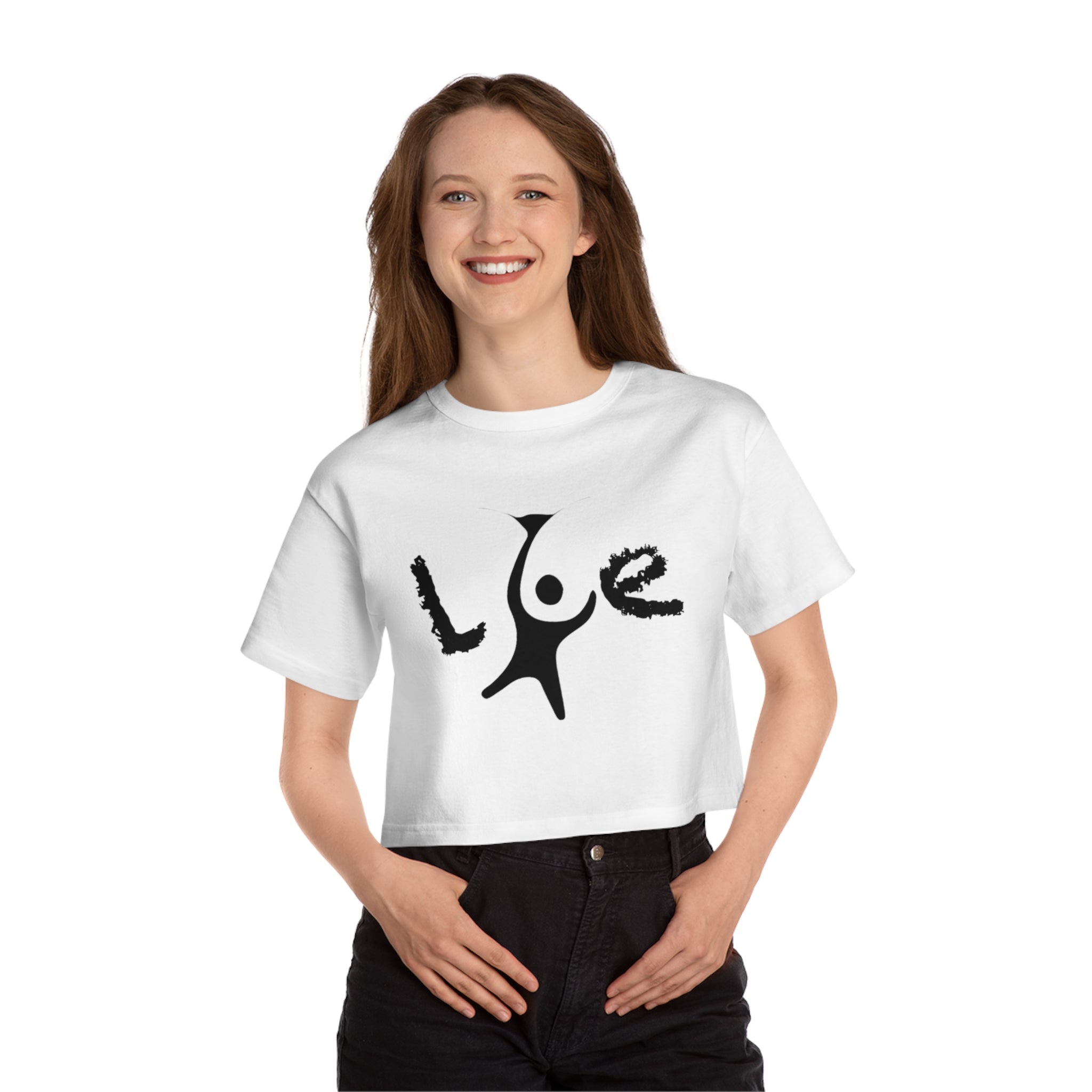 Cropped T-Shirt with 'Love' Design Printify