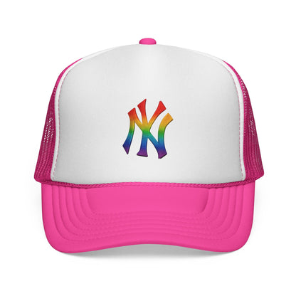 Rainbow Pride Trucker Cap - Celebratory Hat for Festivals, LGBTQ+ Events, Casual Wear, Summer Outings, Unisex Gift Printify