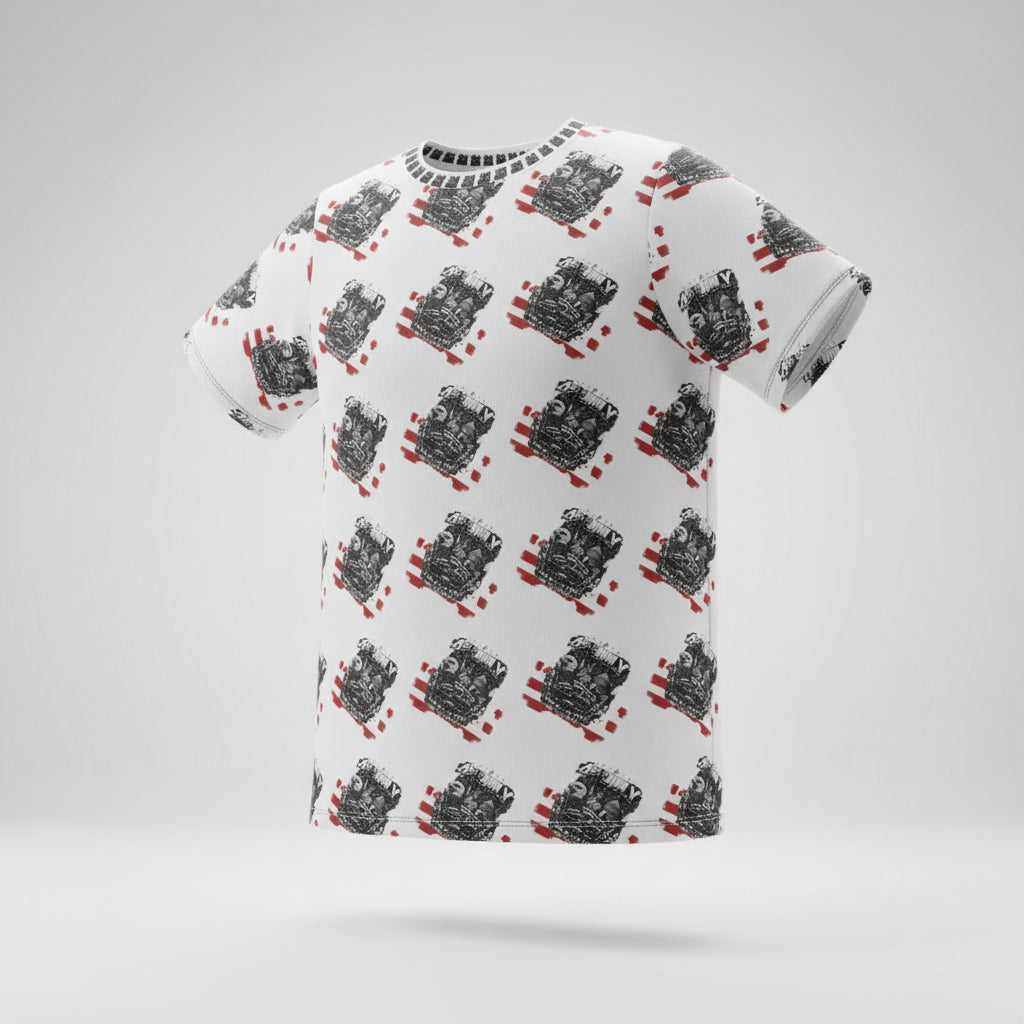 Men's Graphic Tee — Retro Skull & Candy Cane Pattern Holiday Shirt