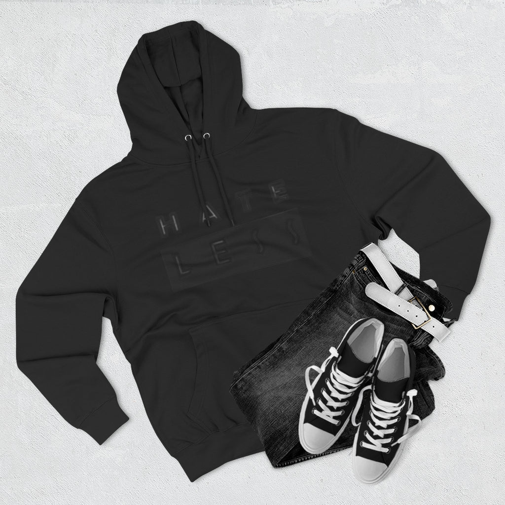 HATE LESS Three-Panel Fleece Hoodie - Comfortable, Inspirational Hoodie for Everyday Wear