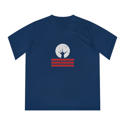 Women's Performance V-Neck T-Shirt with Unique Graphic Design, Sports Tee, Workout Top, Casual Athletic Wear, Gift for Active Lifestyle