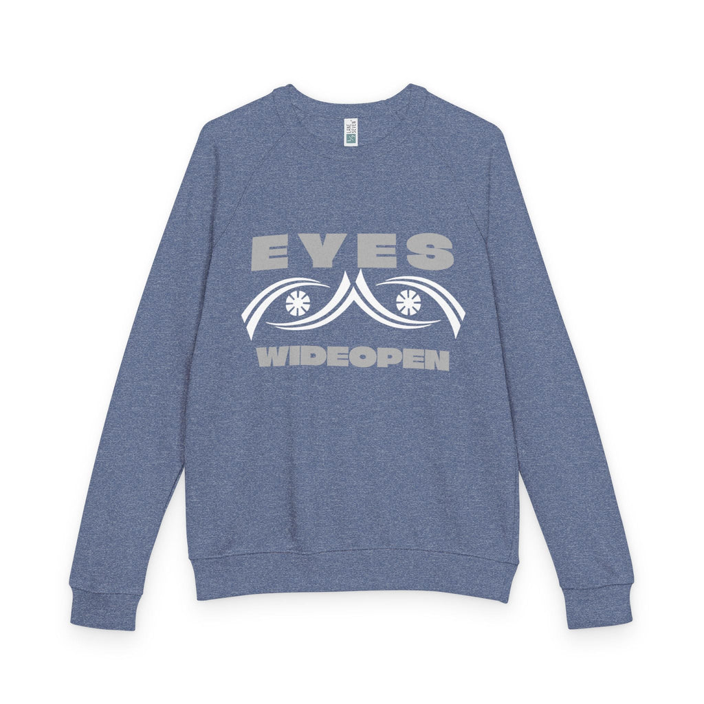 Eyes Wide Open Unisex French Terry Crewneck Sweatshirt, Cozy Casual Clothing, Gift for Friends, Relaxed Fit Sweater, Cool Graphic Design Printify