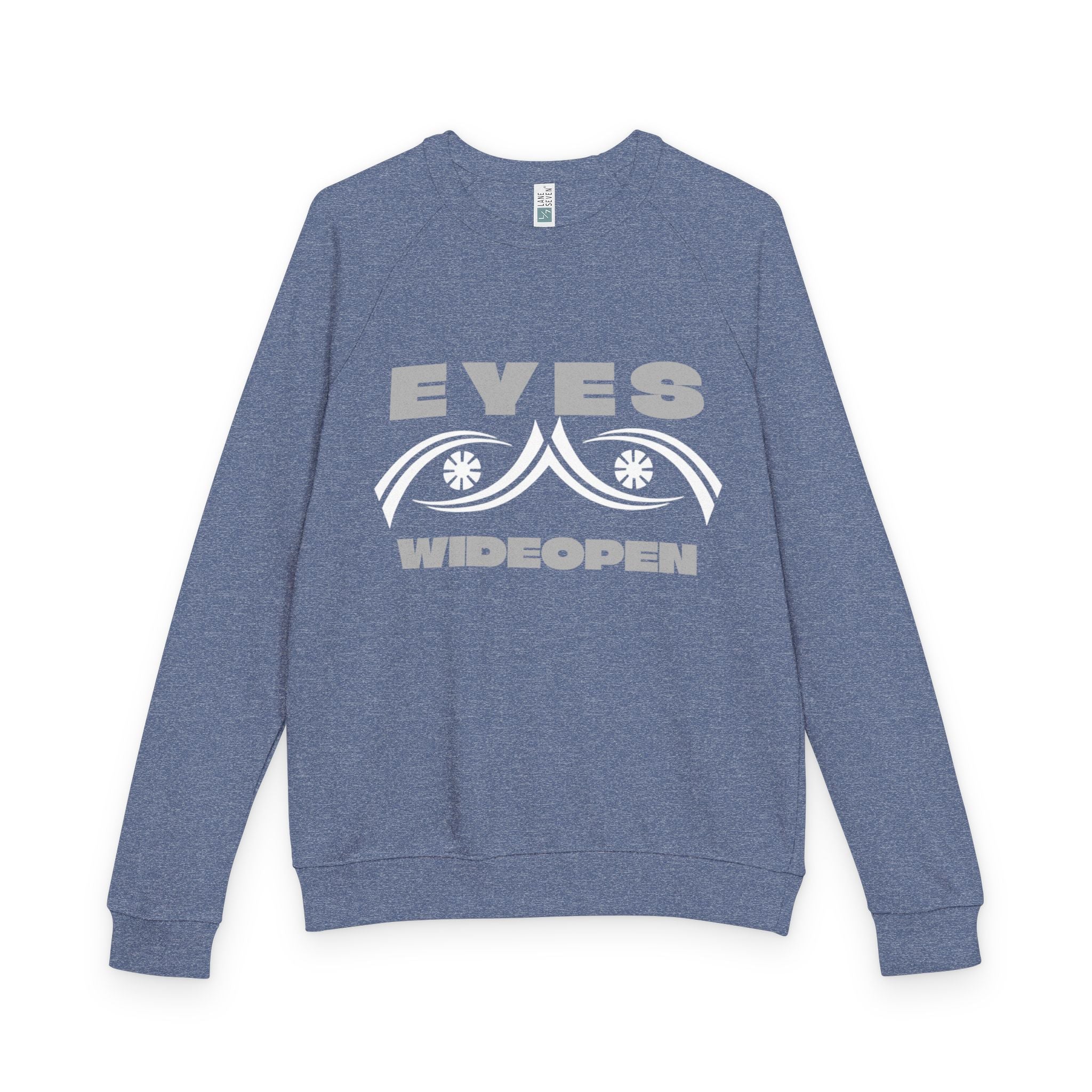 Eyes Wide Open Unisex French Terry Crewneck Sweatshirt, Cozy Casual Clothing, Gift for Friends, Relaxed Fit Sweater, Cool Graphic Design Printify