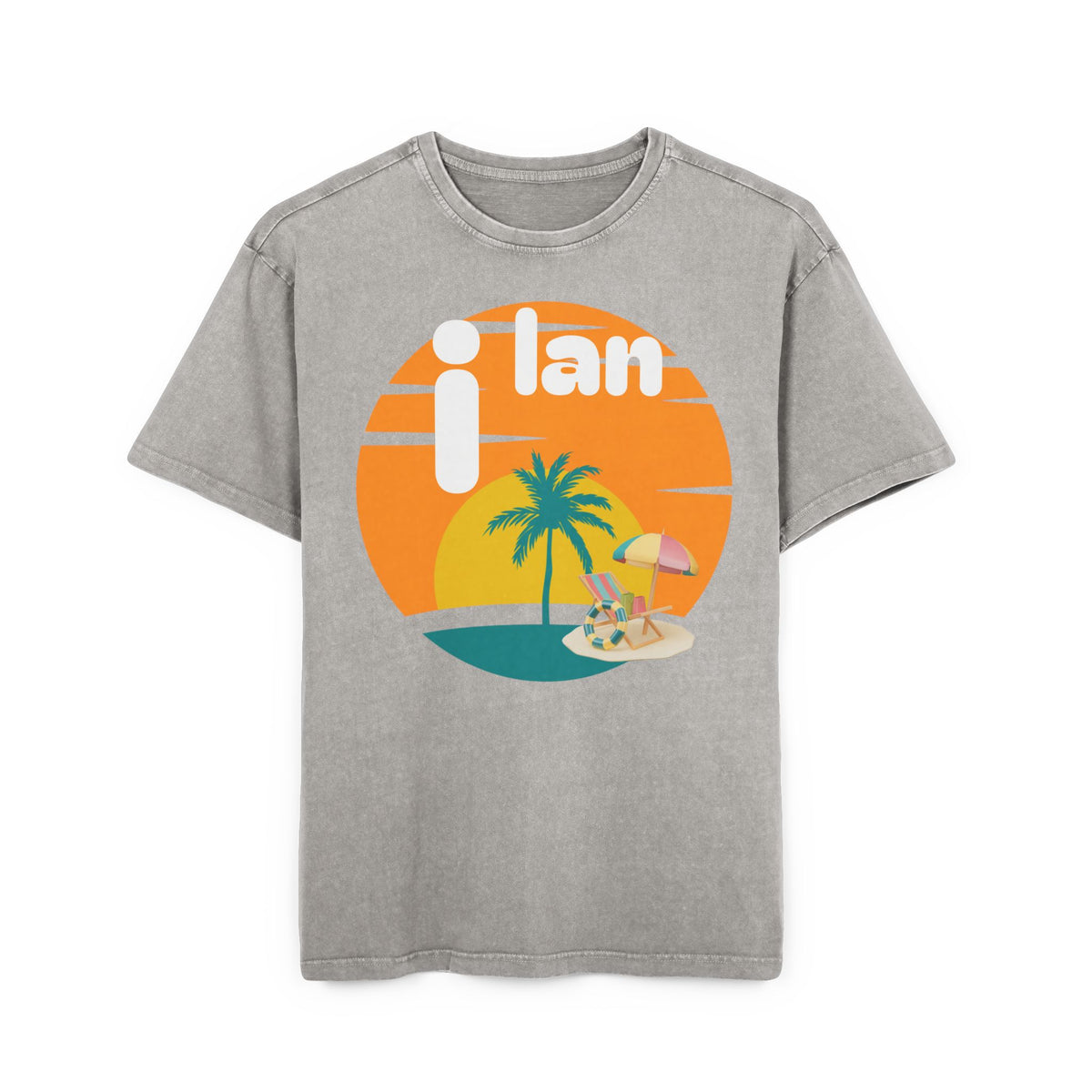 Oversize Tee Acid Washed Men's Graphic T-Shirt 'i lan'
