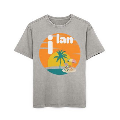 Oversize Tee Acid Washed Men's Graphic T-Shirt 'i lan'